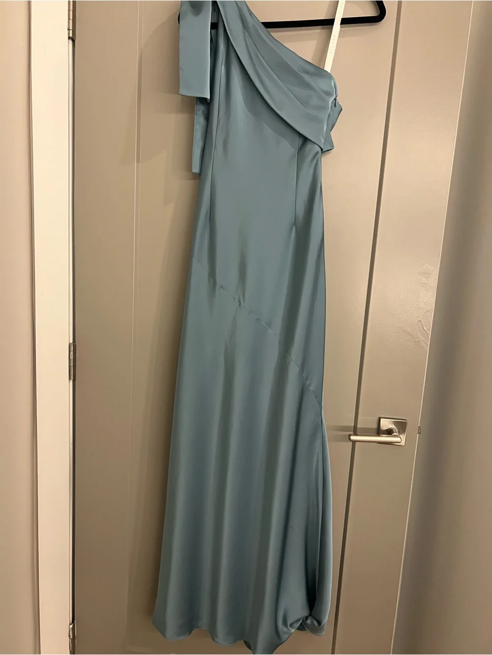 Azazie Yuanna Stretch Satin Moody Blue Bridesmaid Dress - Picture 4 of 6